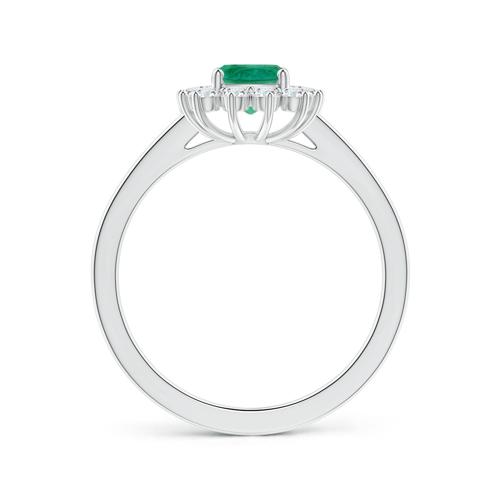 7.07x5.05x3.12mm AAA GIA Certified Princess Diana Inspired Cushion Rectangular Emerald Ring with Halo in White Gold Side 199