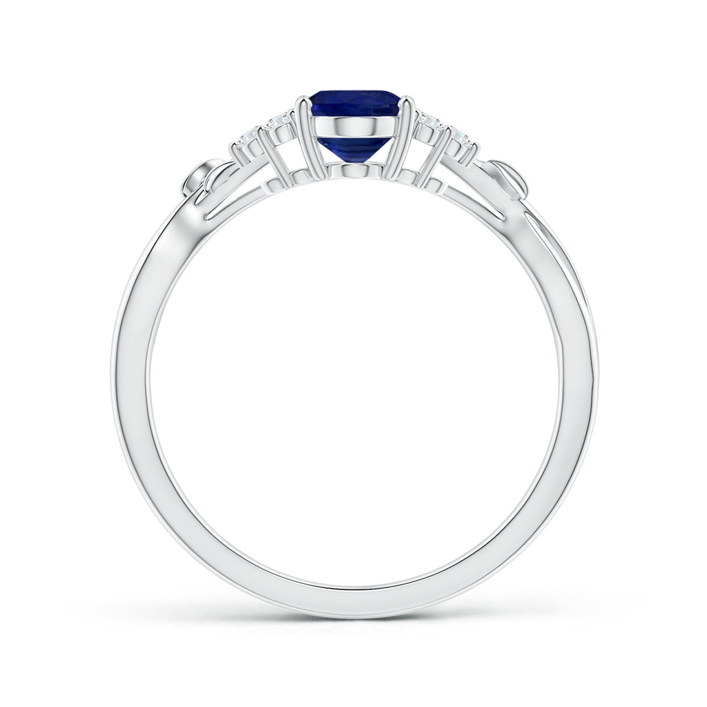7.95x5.83x4.05mm AAA Nature Inspired Oval Blue Sapphire Ring with Side Diamonds in White Gold Side 199