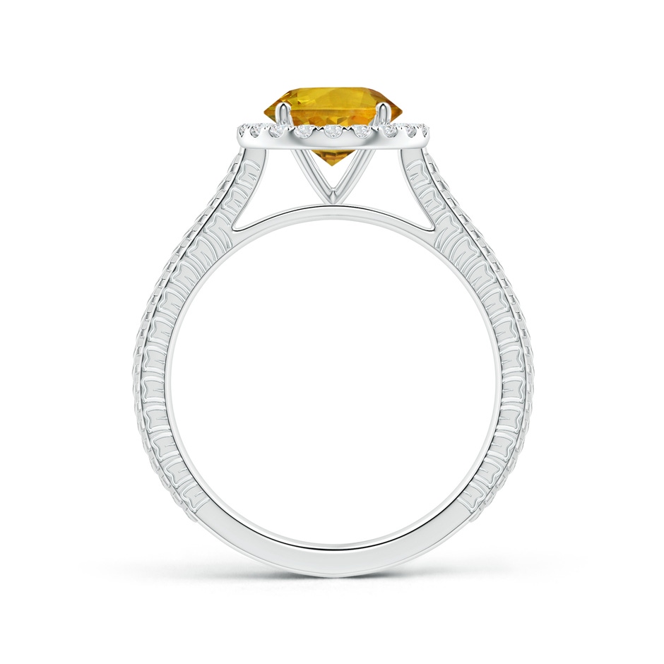 7.99x7.93x5.51mm AAA GIA Certified Yellow Sapphire Feather Ring with Diamond Halo in P950 Platinum Side-1