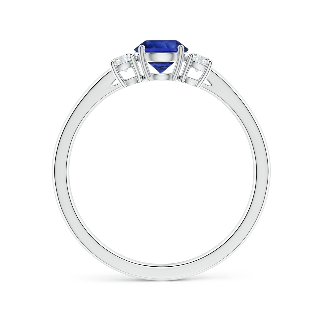 6.10X6.10X4.03mm AA GIA Certified Round Blue Sapphire Three Stone Ring with Diamonds in White Gold Side-1