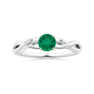 5.89x5.80x4.13mm AAA GIA Certified Prong-Set Solitaire Round Emerald Nature Inspired Ring in White Gold