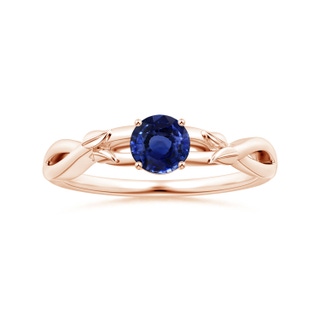 6.10X6.10X4.03mm AA Nature Inspired GIA Certified Prong-Set Round Blue Sapphire Solitaire Ring  in Rose Gold