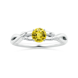 6.02x5.96x3.43mm AAAA Nature Inspired Round Yellow Sapphire Solitaire Ring in P950 Platinum