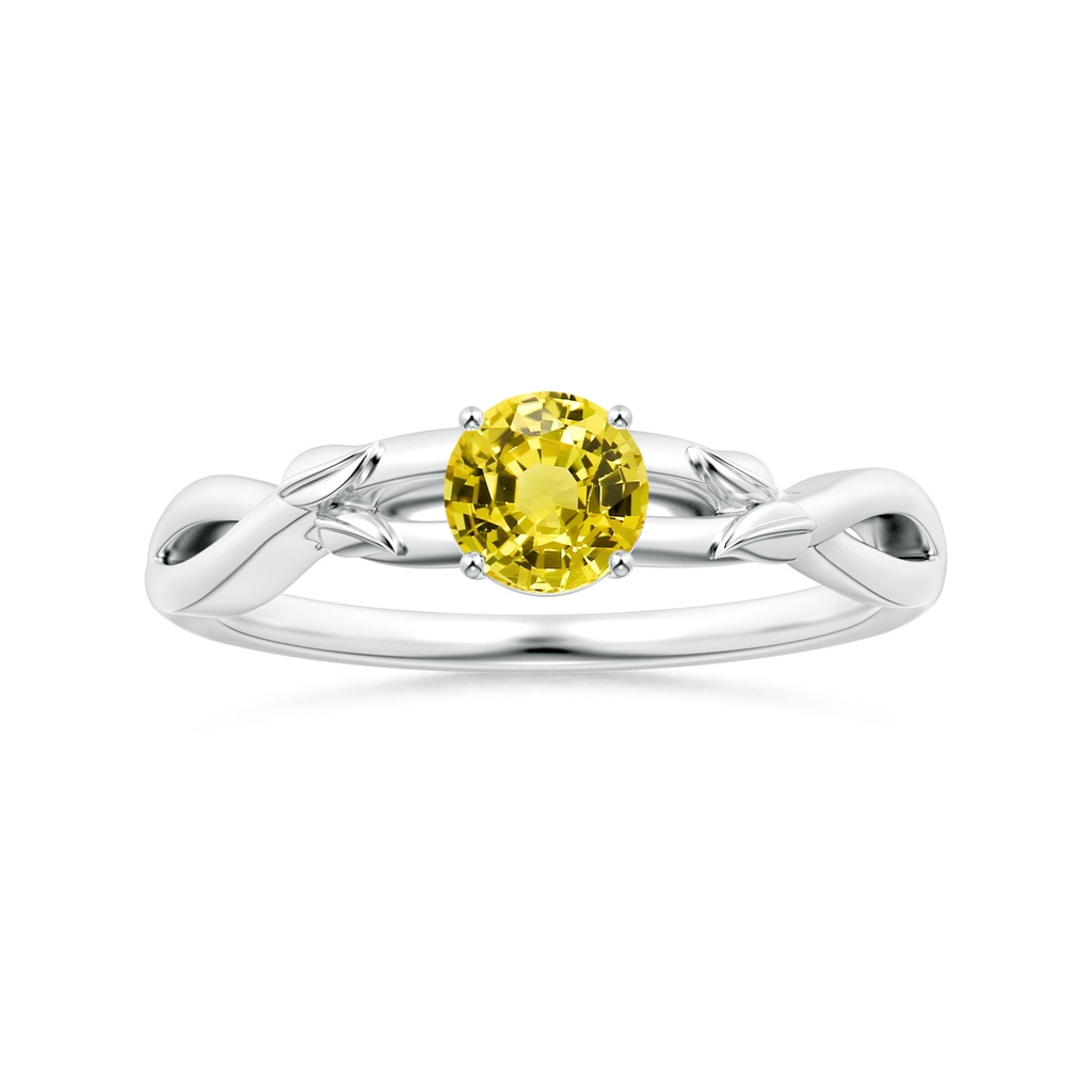 6.02x5.96x3.43mm AAAA Nature Inspired Round Yellow Sapphire Solitaire Ring in White Gold