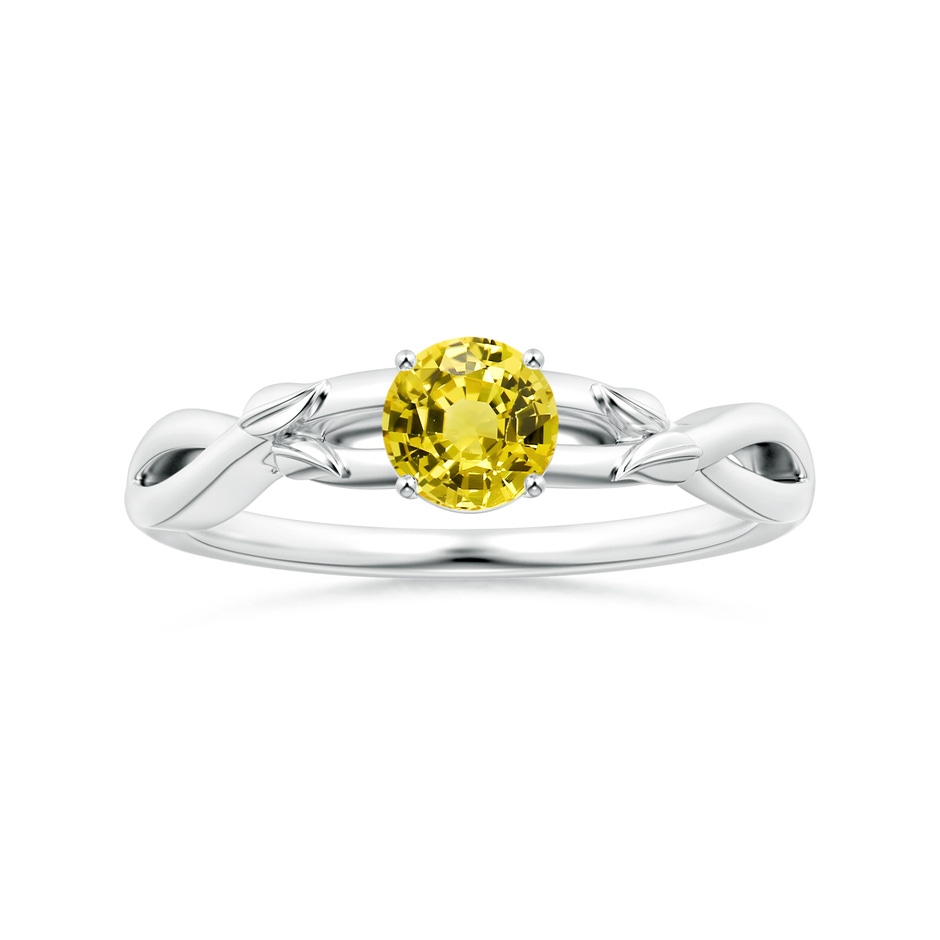 6.02x5.96x3.43mm AAAA Nature Inspired Round Yellow Sapphire Solitaire Ring in White Gold 