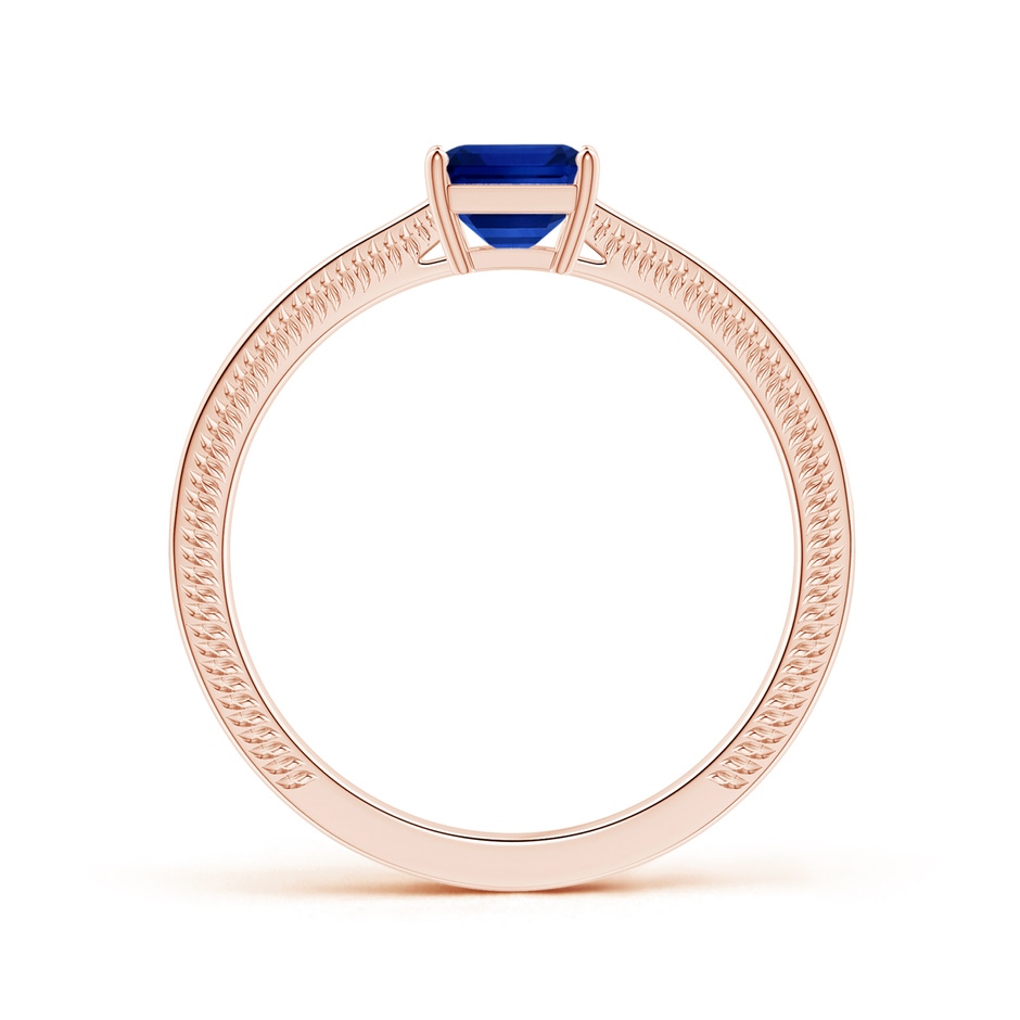 6.98x4.86x3.12mm AAA GIA Certified Prong-Set Emerald-Cut Blue Sapphire Leaf Ring with Diamonds in 18K Rose Gold side 199