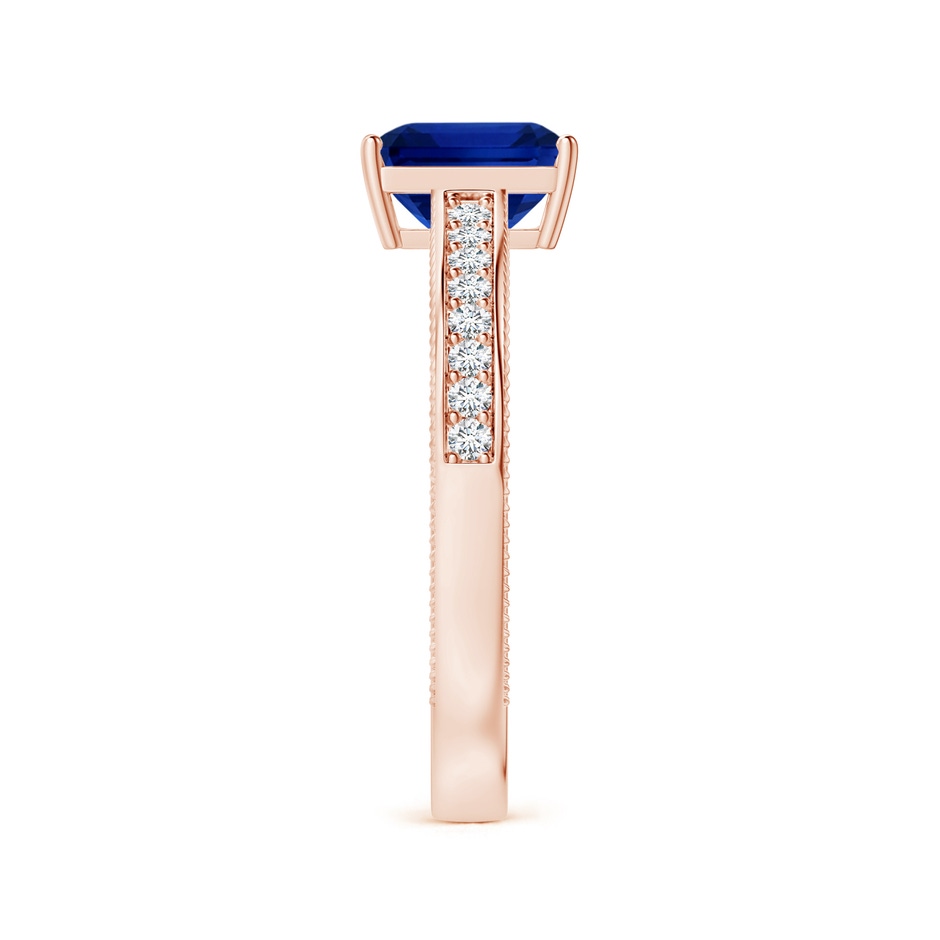 6.98x4.86x3.12mm AAA GIA Certified Prong-Set Emerald-Cut Blue Sapphire Leaf Ring with Diamonds in 18K Rose Gold side 399