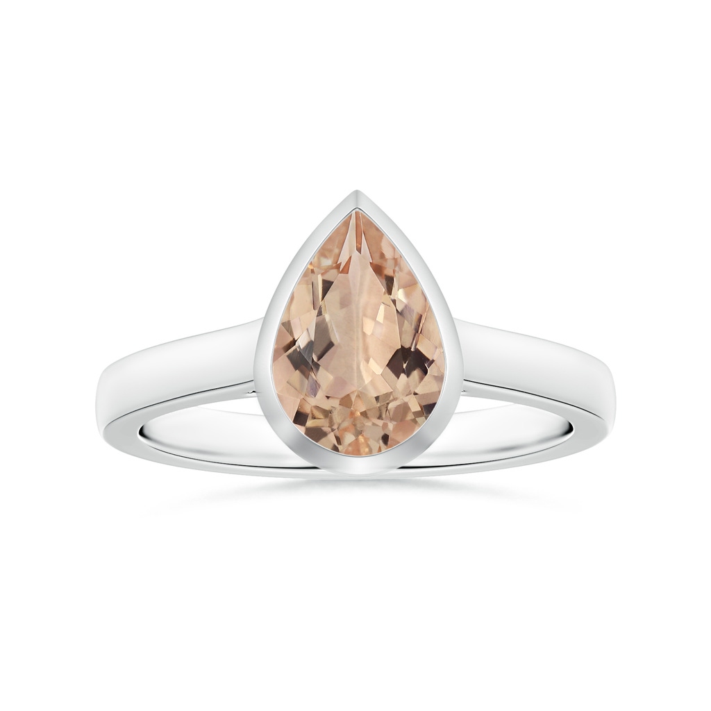 12.08x8.05x4.90mm AAA Bezel-Set GIA Certified Pear-Shaped Morganite Solitaire Ring in P950 Platinum