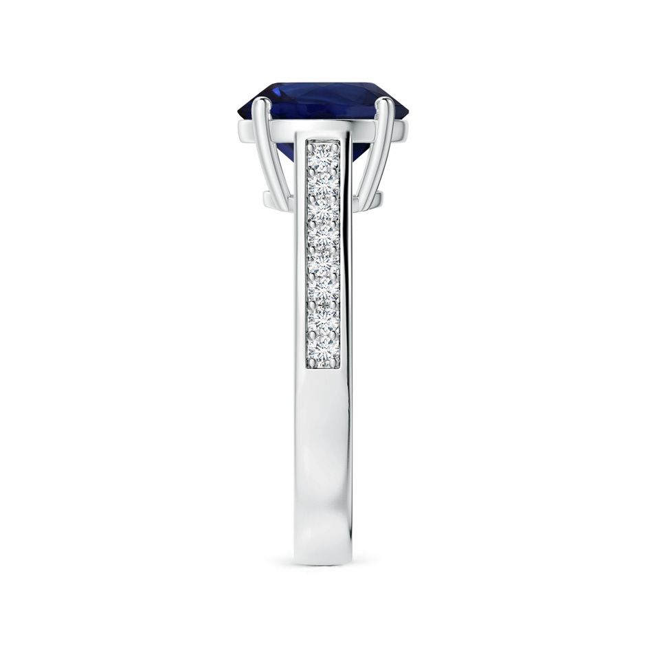 8.92x8.83x5.96mm AAA Round Blue Sapphire Prong-set Ring with Diamonds in 18K White Gold side-2