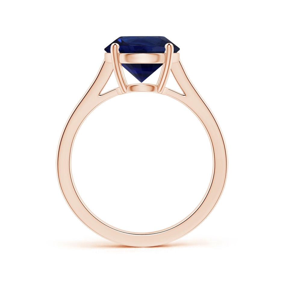 8.92x8.83x5.96mm AAA Round Blue Sapphire Prong-set Ring with Diamonds in Rose Gold side-1