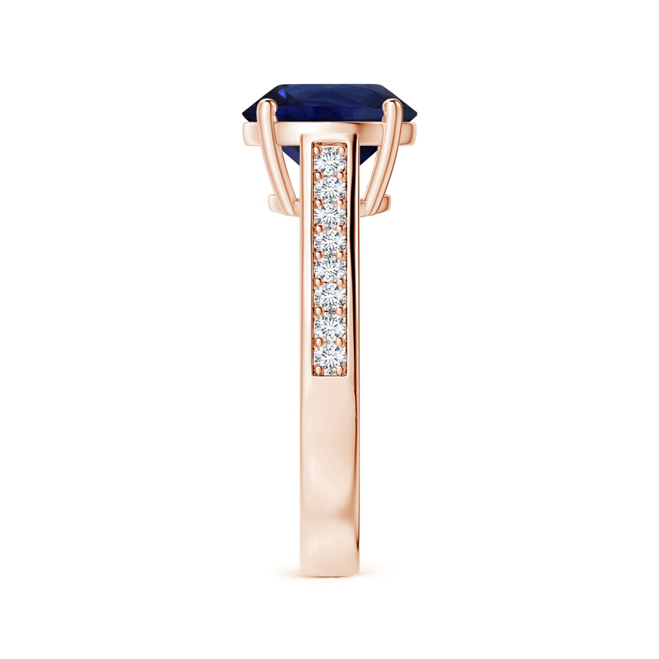 8.92x8.83x5.96mm AAA Round Blue Sapphire Prong-set Ring with Diamonds in Rose Gold side-2