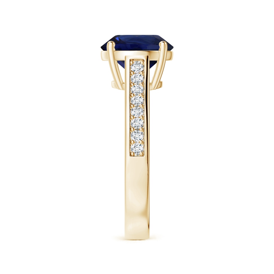 8.92x8.83x5.96mm AAA Round Blue Sapphire Prong-set Ring with Diamonds in Yellow Gold side-2