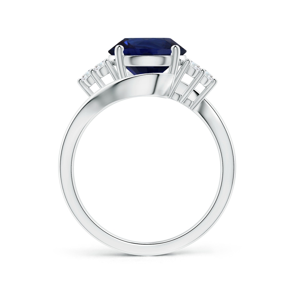 8.92x8.83x5.96mm AAA Side Stone GIA Certified Round Blue Sapphire Bypass Ring with Diamonds in P950 Platinum side-1