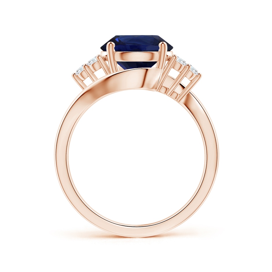 8.92x8.83x5.96mm AAA Side Stone GIA Certified Round Blue Sapphire Bypass Ring with Diamonds in Rose Gold side-1