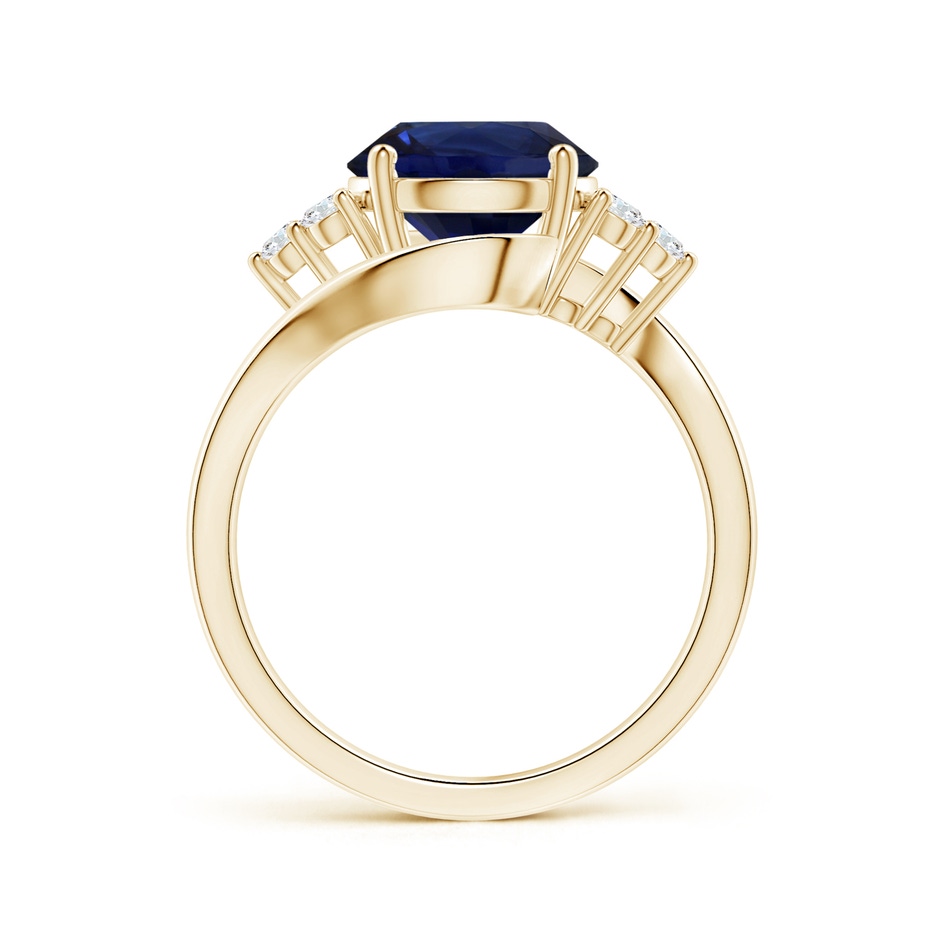 8.92x8.83x5.96mm AAA Side Stone GIA Certified Round Blue Sapphire Bypass Ring with Diamonds in Yellow Gold side-1
