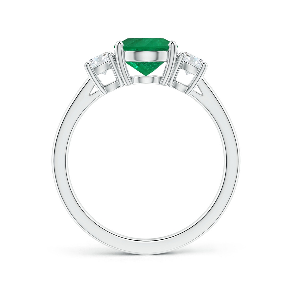 9x7.5mm AAA GIA Certified Oval Columbian Emerald Three Stone Ring with Diamonds in 18K White Gold side-1