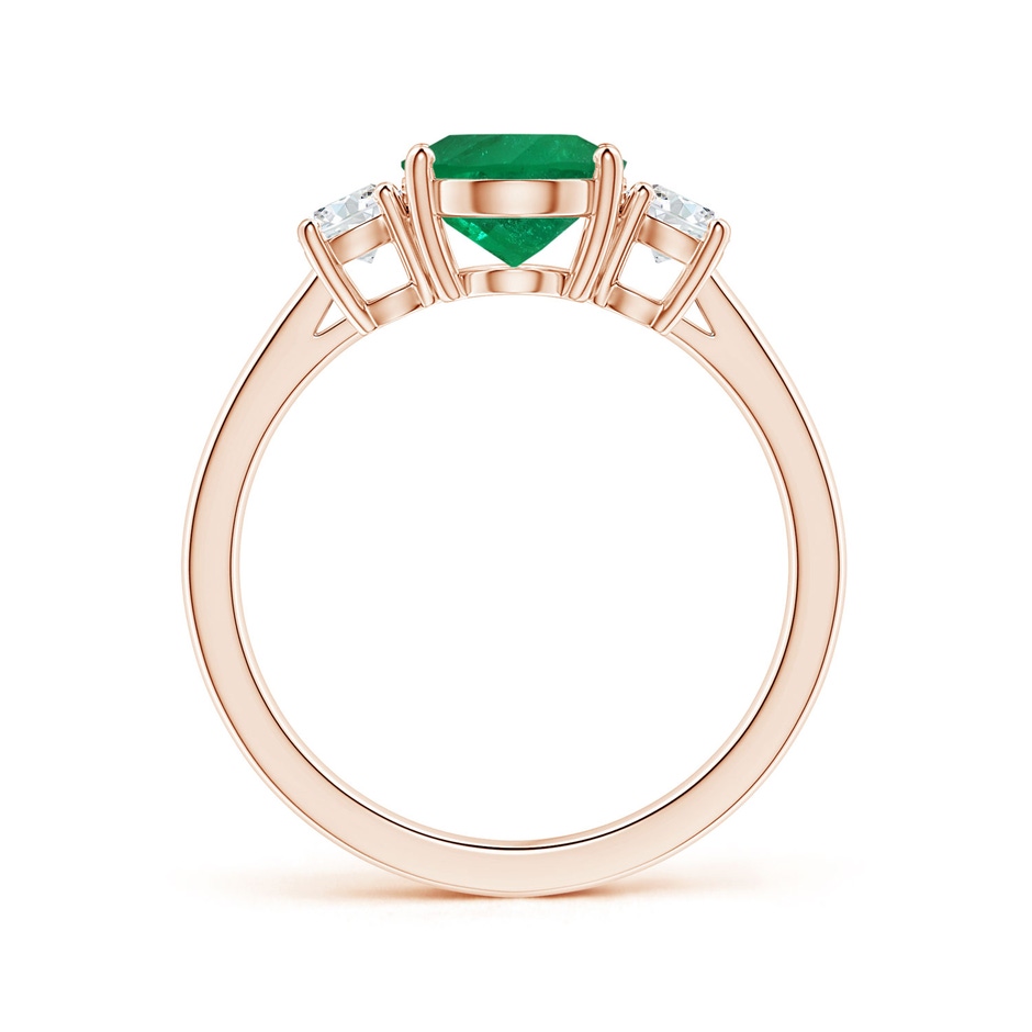 9x7.5mm AAA GIA Certified Oval Columbian Emerald Three Stone Ring with Diamonds in Rose Gold side-1