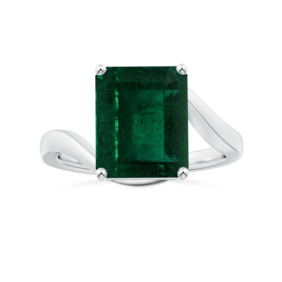 10.31x8.20x6.57mm AA GIA Certified Prong-Set Solitaire Emerald-Cut Emerald Bypass Ring in White Gold 