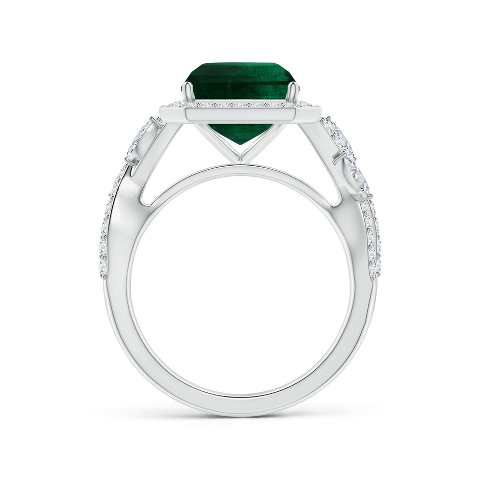 10.31x8.20x6.57mm AA GIA Certified Nature Inspired Emerald-Cut Emerald Halo Ring with Diamonds in 18K White Gold side 199