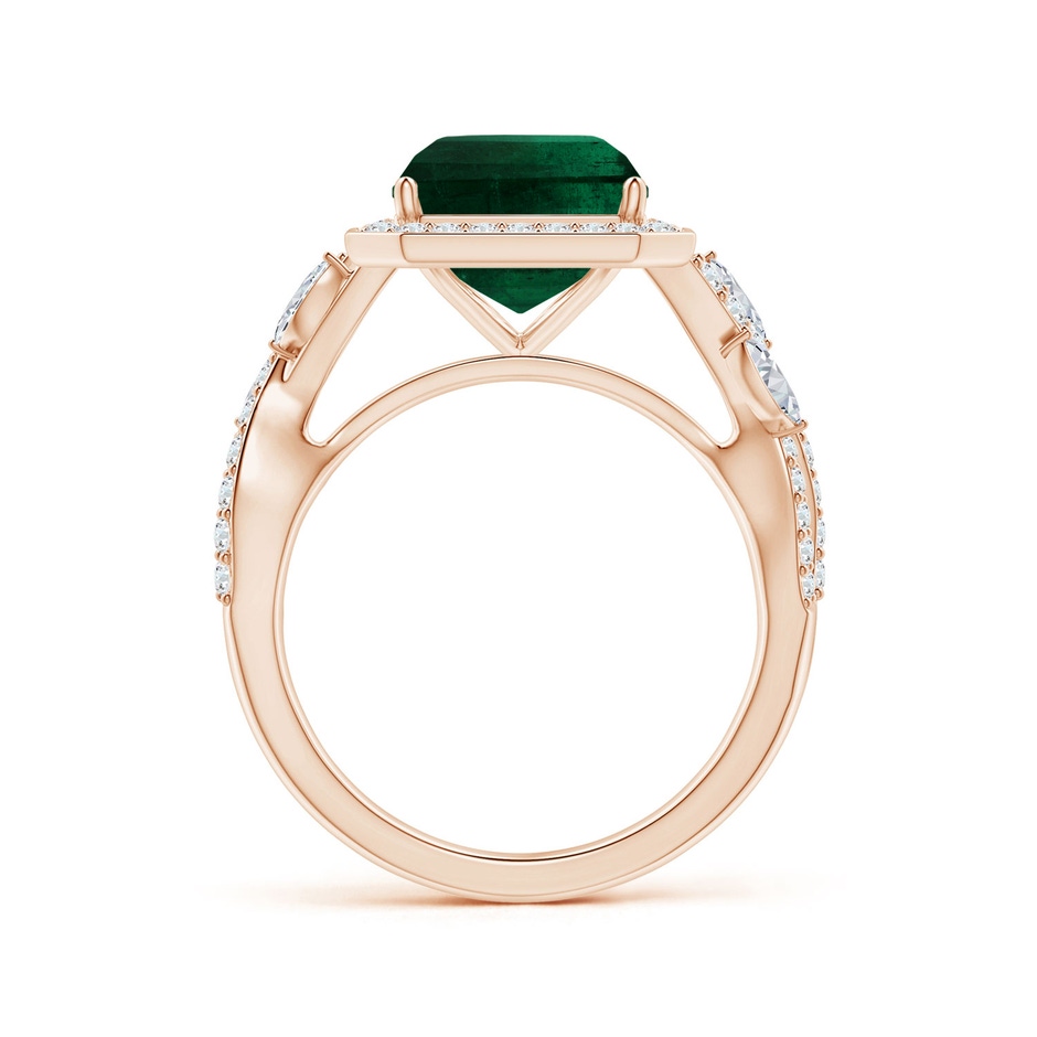 10.31x8.20x6.57mm AA GIA Certified Nature Inspired Emerald-Cut Emerald Halo Ring with Diamonds in Rose Gold side 199