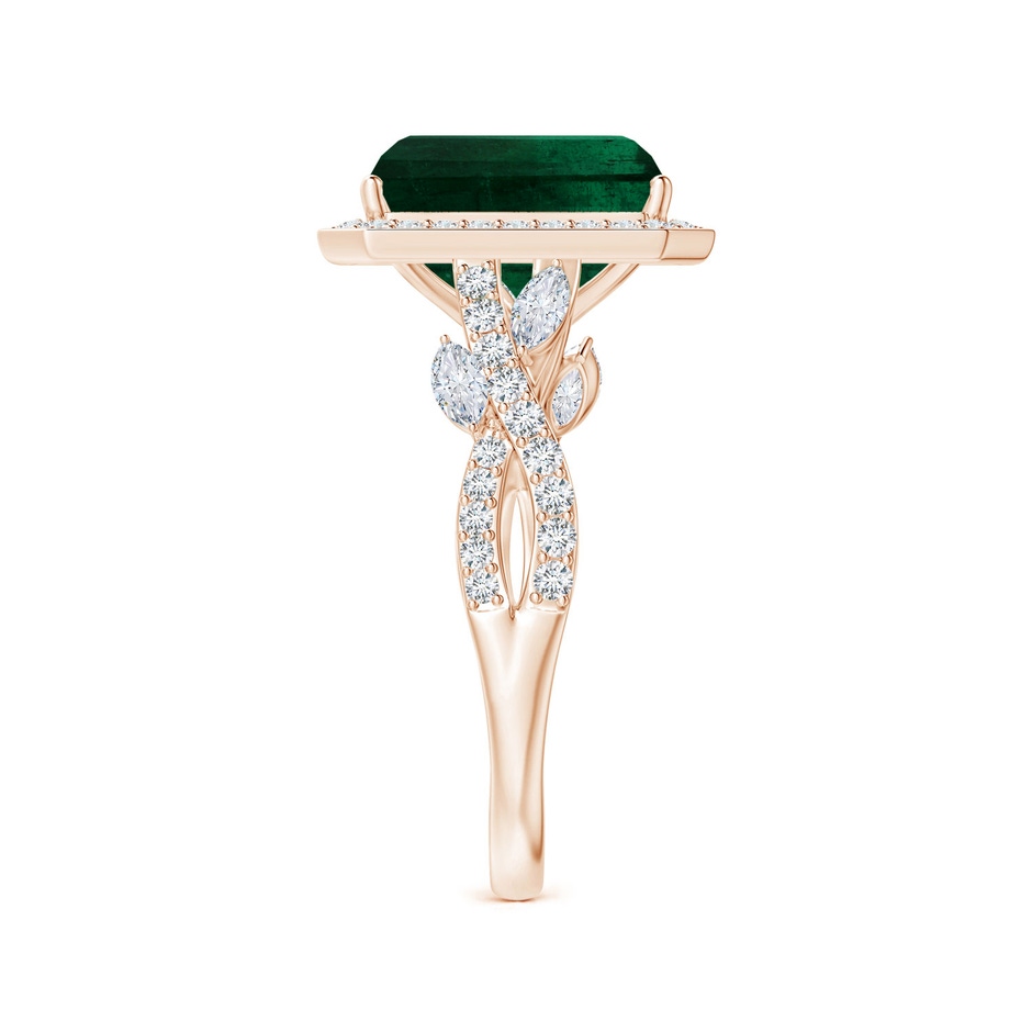 10.31x8.20x6.57mm AA GIA Certified Nature Inspired Emerald-Cut Emerald Halo Ring with Diamonds in Rose Gold side 399