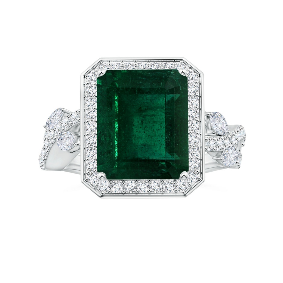 10.31x8.20x6.57mm AA GIA Certified Nature Inspired Emerald-Cut Emerald Halo Ring with Diamonds in White Gold 