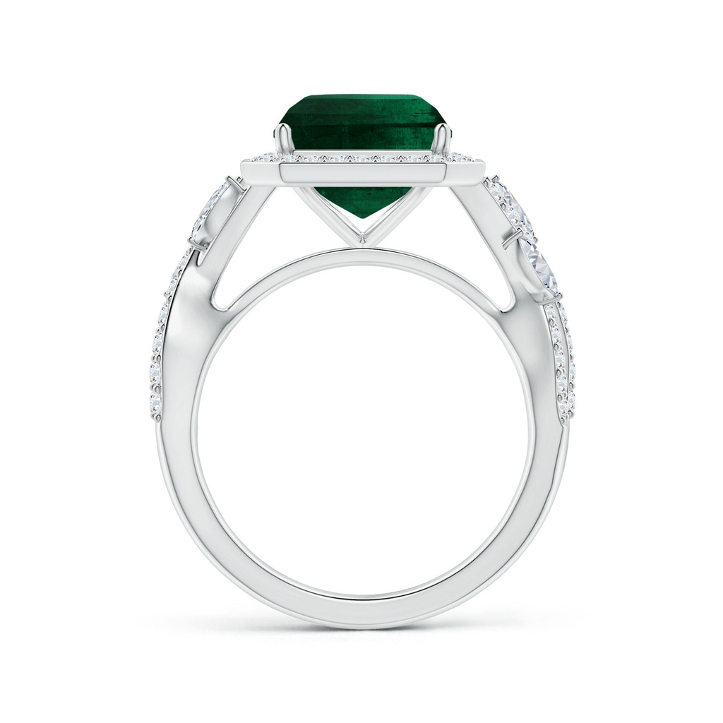 10.31x8.20x6.57mm AA GIA Certified Nature Inspired Emerald-Cut Emerald Halo Ring with Diamonds in White Gold Side 199