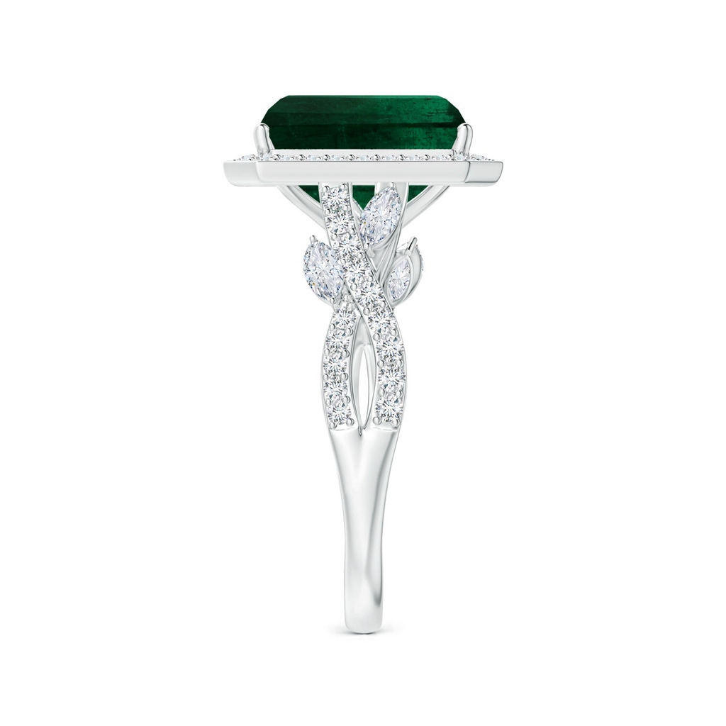 10.31x8.20x6.57mm AA GIA Certified Nature Inspired Emerald-Cut Emerald Halo Ring with Diamonds in White Gold Side 399