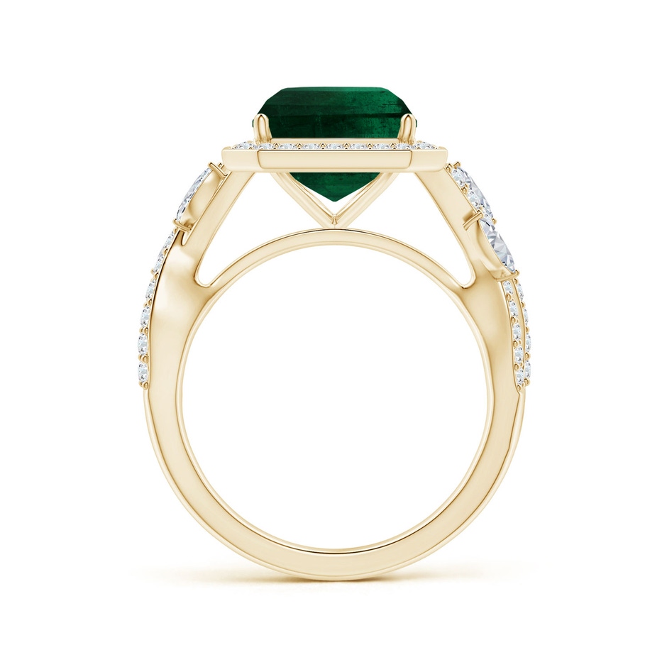 10.31x8.20x6.57mm AA GIA Certified Nature Inspired Emerald-Cut Emerald Halo Ring with Diamonds in Yellow Gold side 199