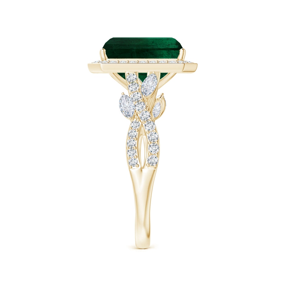 10.31x8.20x6.57mm AA GIA Certified Nature Inspired Emerald-Cut Emerald Halo Ring with Diamonds in Yellow Gold side 399