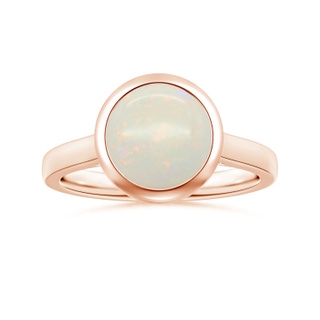 11.17x11.10x3.80mm AA GIA Certified Bezel-Set Round Opal Solitaire Ring in 10K Rose Gold