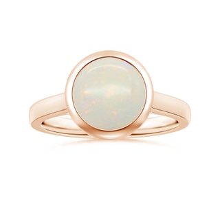 11.17x11.10x3.80mm AA GIA Certified Bezel-Set Round Opal Solitaire Ring in 18K Rose Gold