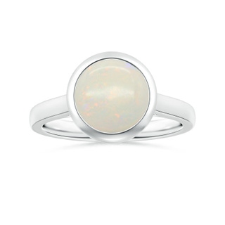 11.17x11.10x3.80mm AA GIA Certified Bezel-Set Round Opal Solitaire Ring in P950 Platinum