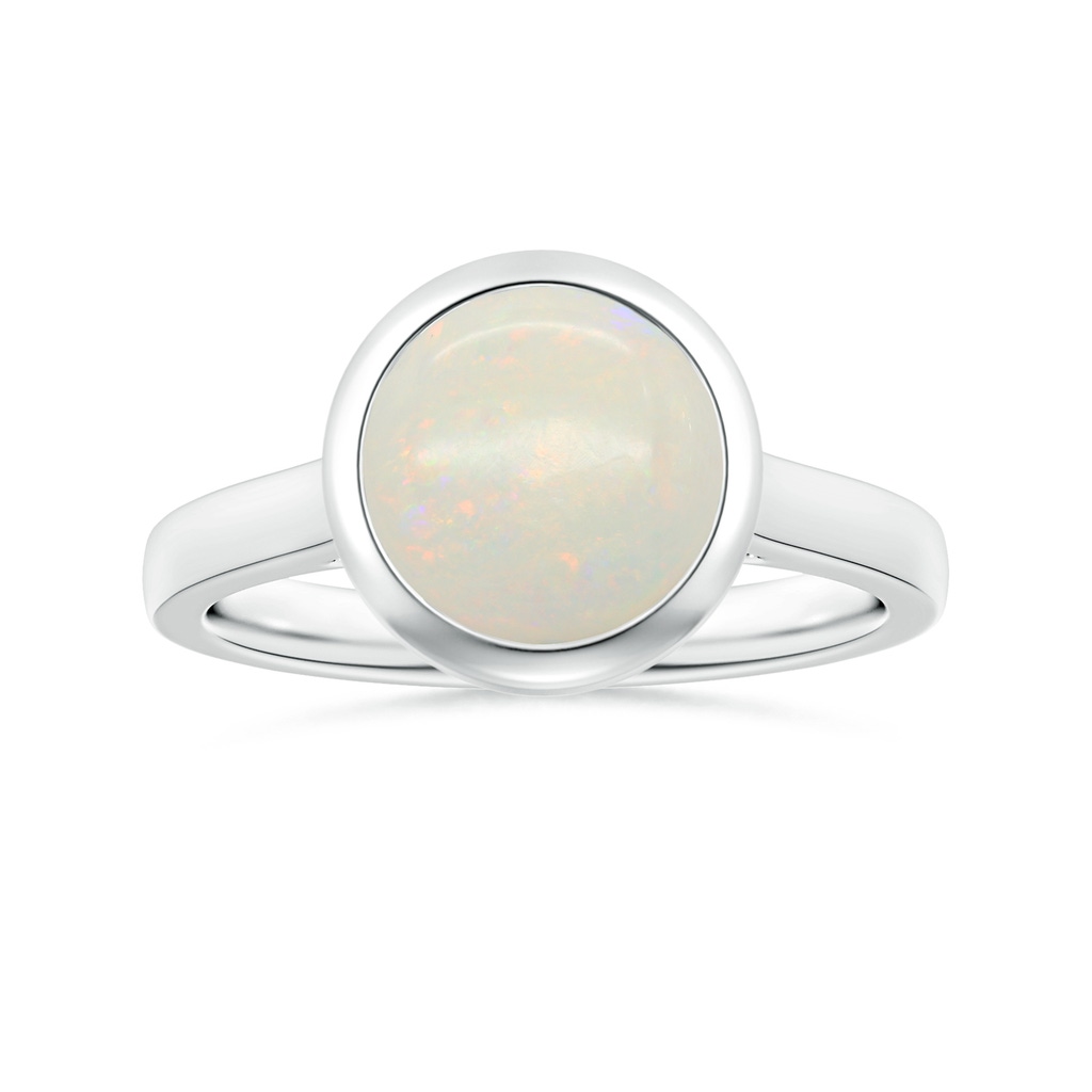 11.17x11.10x3.80mm AA GIA Certified Bezel-Set Round Opal Solitaire Ring in White Gold 