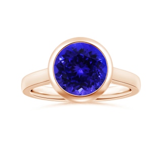 9.96x9.84x6.58mm AAAA Bezel-Set GIA Certified Round Tanzanite Solitaire Ring in 9K Rose Gold