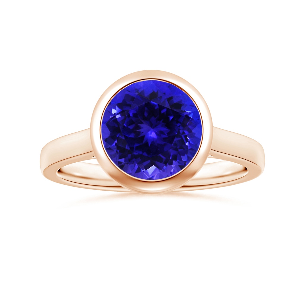 9.96x9.84x6.58mm AAAA Bezel-Set GIA Certified Round Tanzanite Solitaire Ring in Rose Gold
