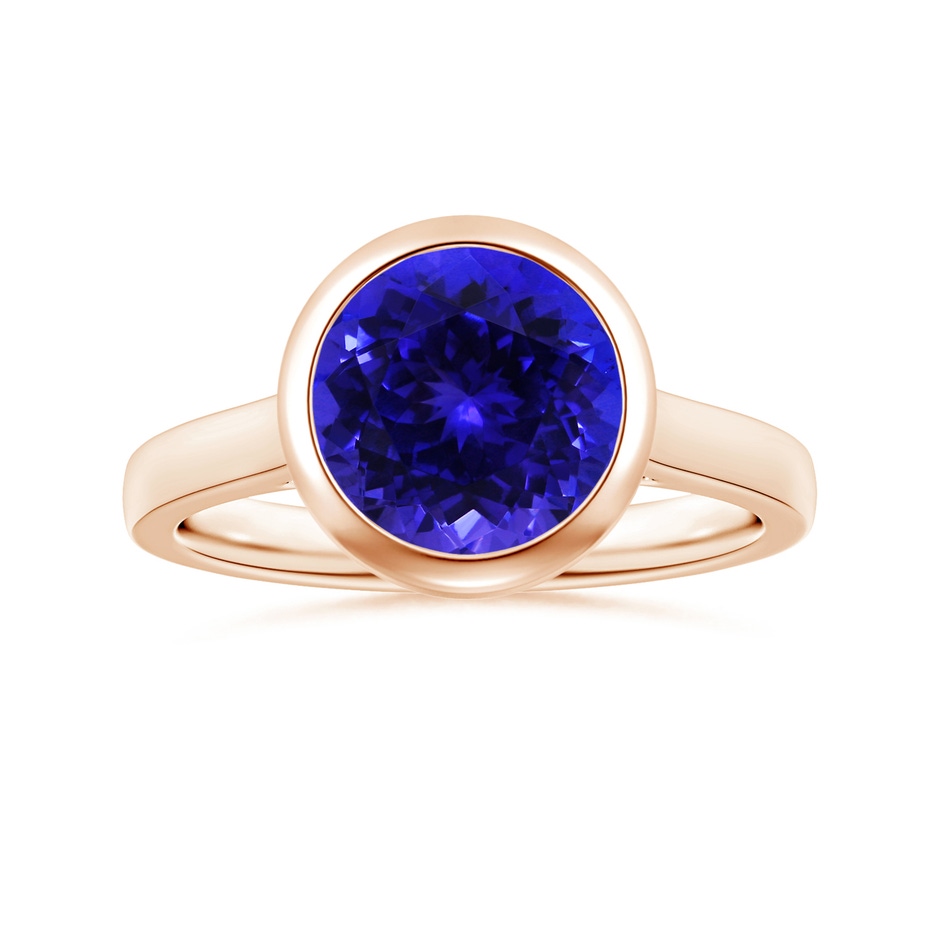 9.96x9.84x6.58mm AAAA Bezel-Set GIA Certified Round Tanzanite Solitaire Ring in Rose Gold 