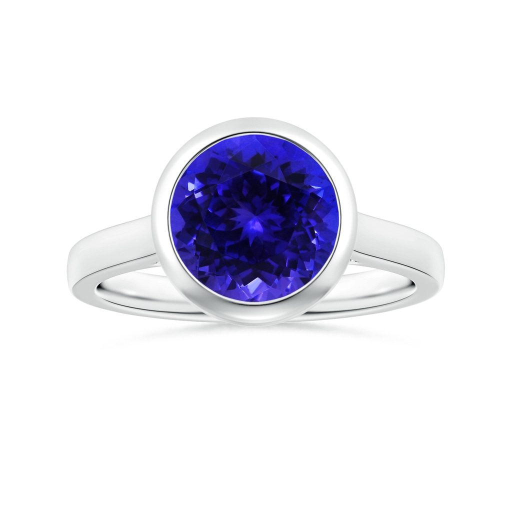 9.96x9.84x6.58mm AAAA Bezel-Set GIA Certified Round Tanzanite Solitaire Ring in White Gold