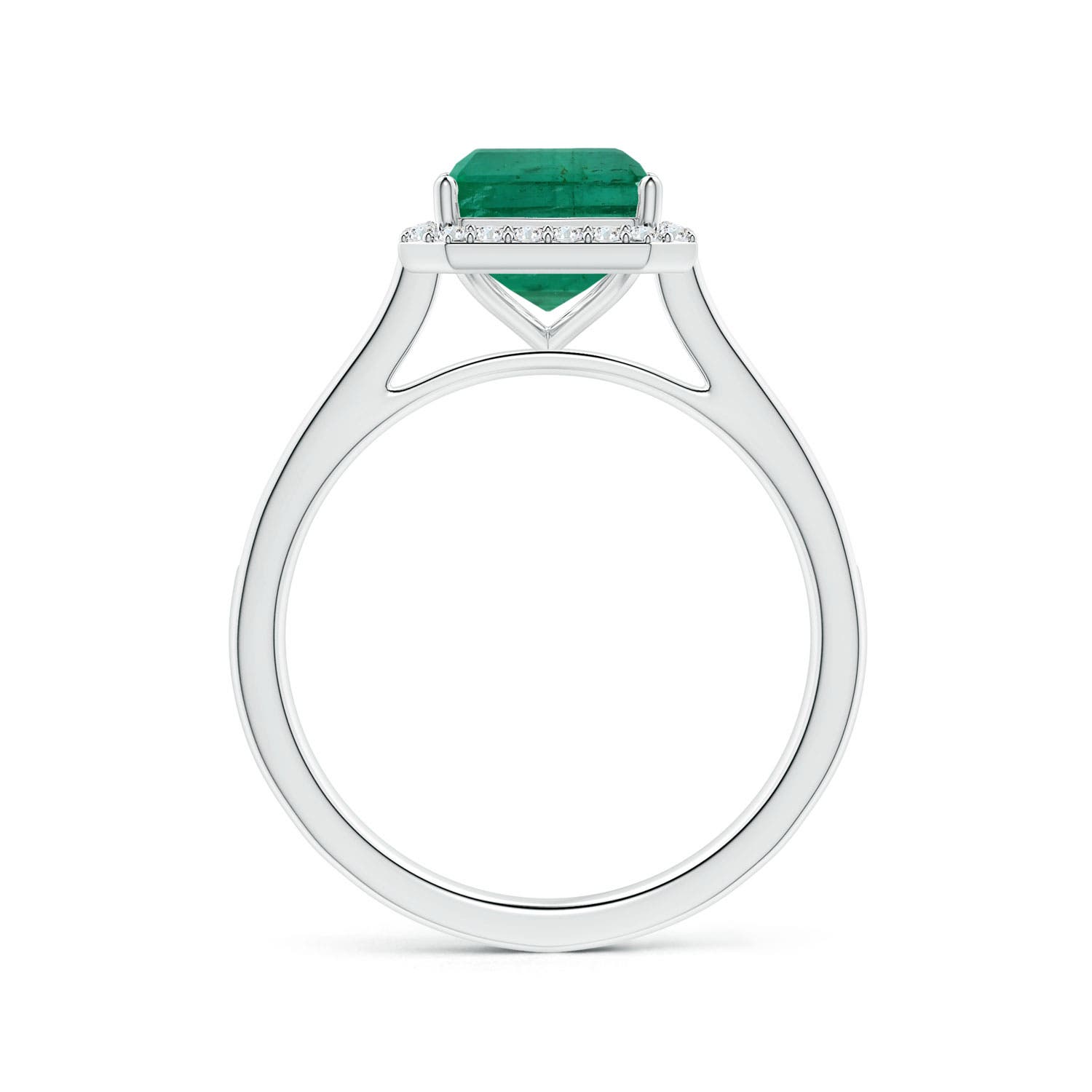 9.08x7.24x5.27mm AA GIA Certified Emerald-Cut Emerald Halo Ring with Diamonds in 18CT White Gold - side 2