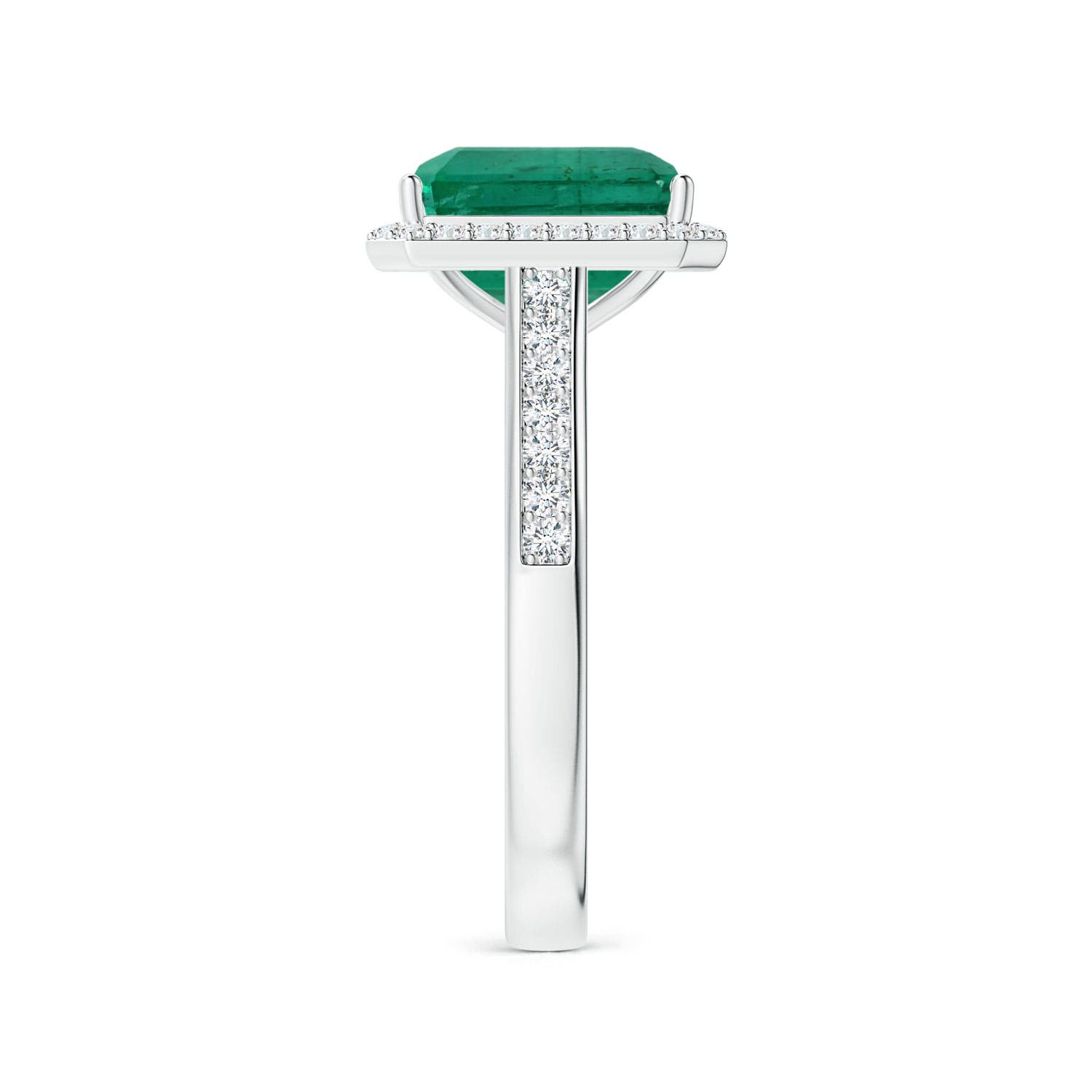 9.08x7.24x5.27mm AA GIA Certified Emerald-Cut Emerald Halo Ring with Diamonds in 18CT White Gold - side 5