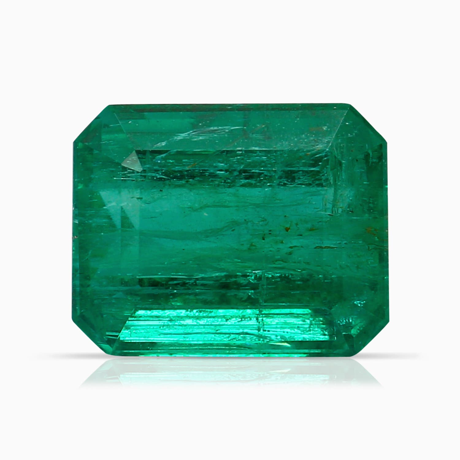 9.08x7.24x5.27mm AA GIA Certified Emerald-Cut Emerald Halo Ring with Diamonds in 18CT White Gold - stone