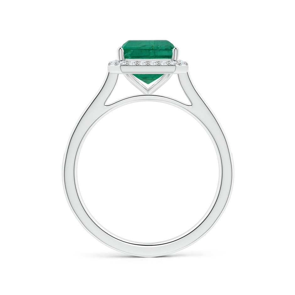 9.08x7.24x5.27mm AA GIA Certified Emerald-Cut Emerald Halo Ring with Diamonds in P950 Platinum Side 199