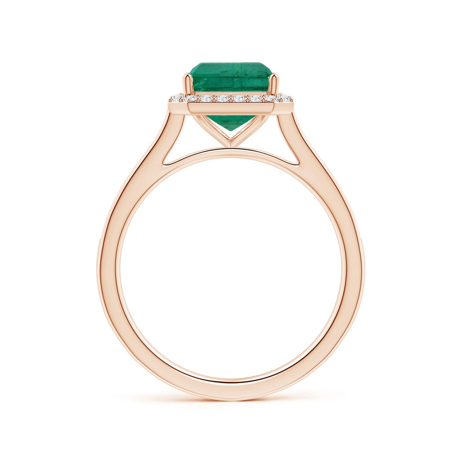 9.08x7.24x5.27mm AA GIA Certified Emerald-Cut Emerald Halo Ring with Diamonds in Rose Gold Side 199