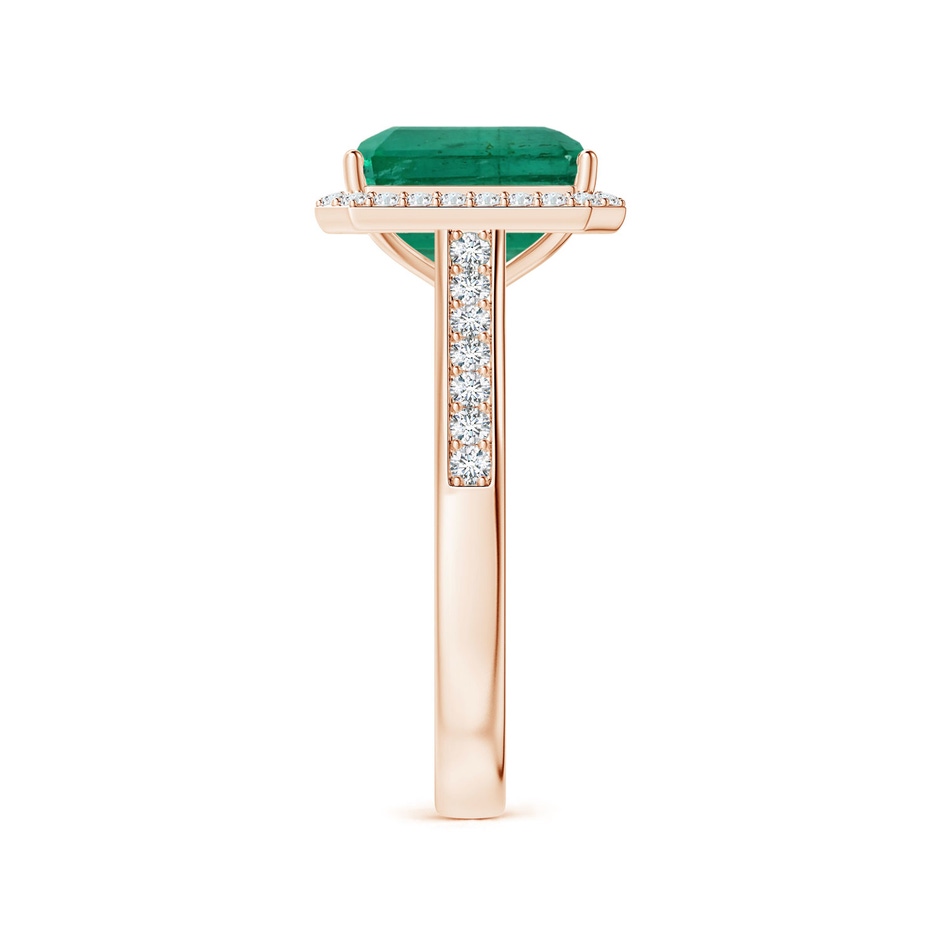 9.08x7.24x5.27mm AA GIA Certified Emerald-Cut Emerald Halo Ring with Diamonds in Rose Gold Side 399