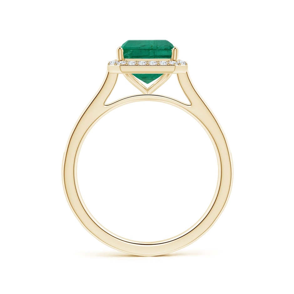 9.08x7.24x5.27mm AA GIA Certified Emerald-Cut Emerald Halo Ring with Diamonds in Yellow Gold Side 199