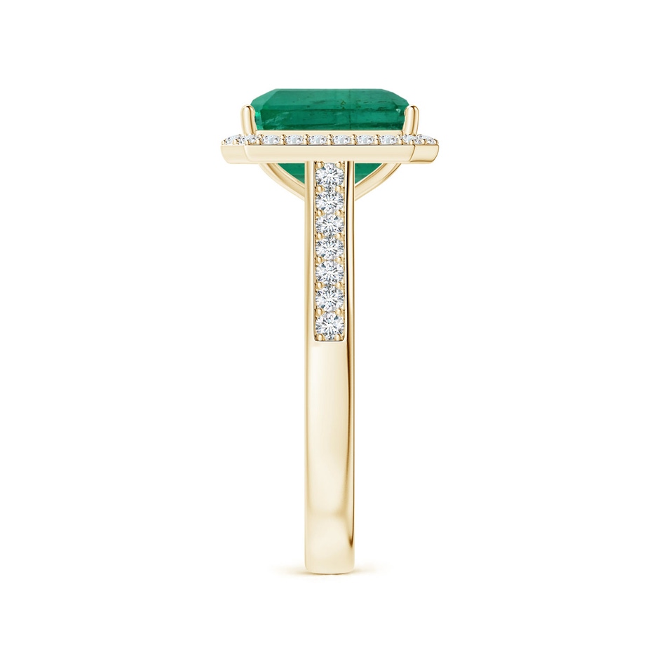 9.08x7.24x5.27mm AA GIA Certified Emerald-Cut Emerald Halo Ring with Diamonds in Yellow Gold Side 399