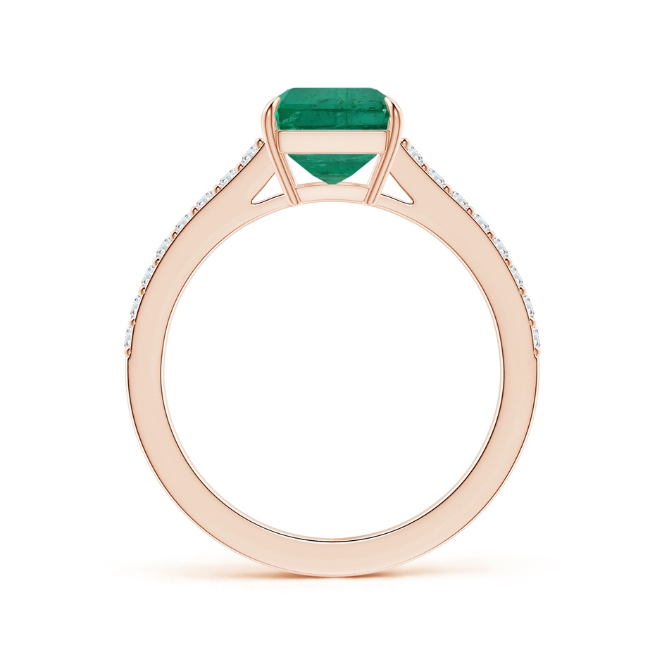 9.08x7.24x5.27mm AA Claw-Set Emerald-Cut Emerald Ring with Diamonds in 18K Rose Gold Side 199