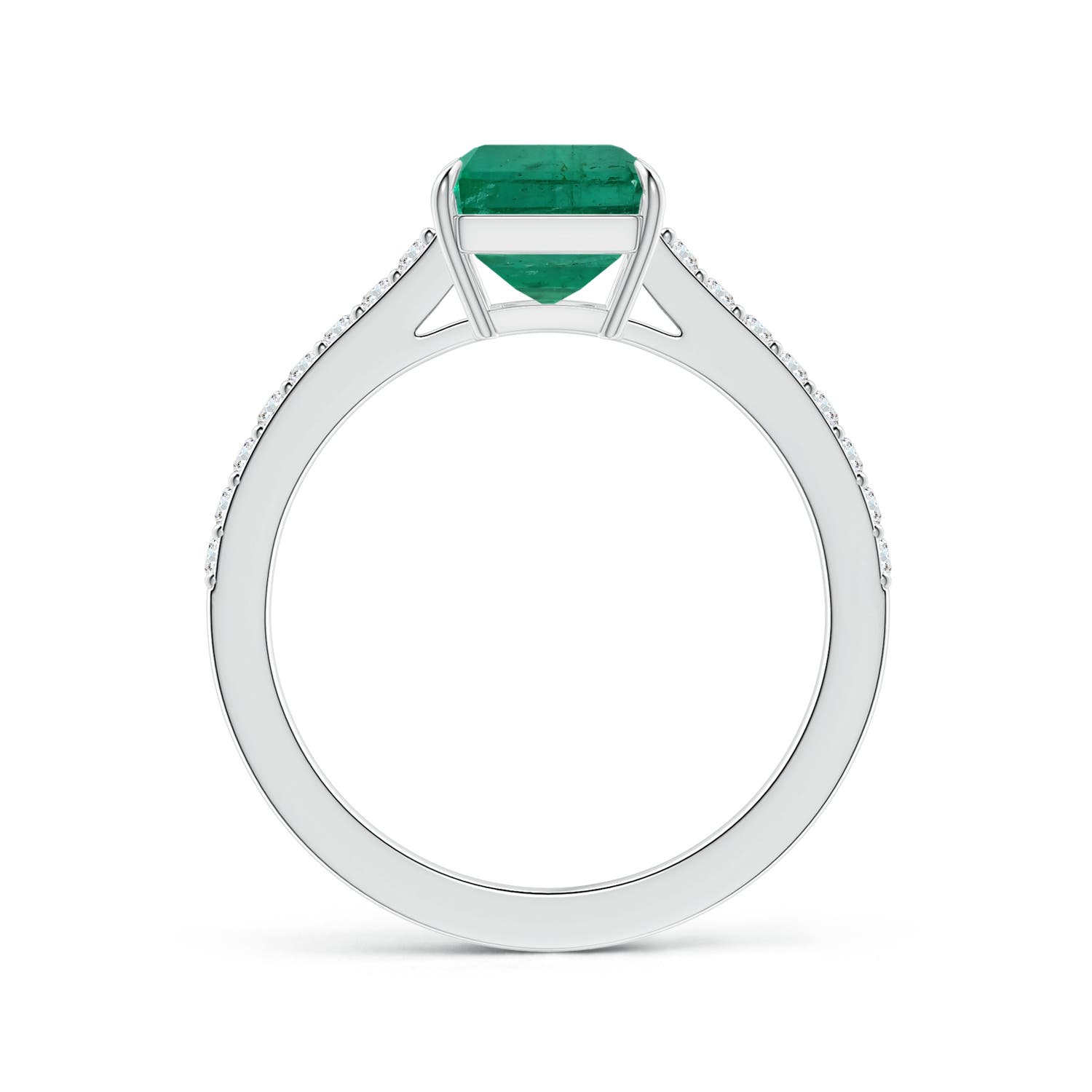9.08x7.24x5.27mm AA Claw-Set Emerald-Cut Emerald Ring with Diamonds in 18CT White Gold - side 2
