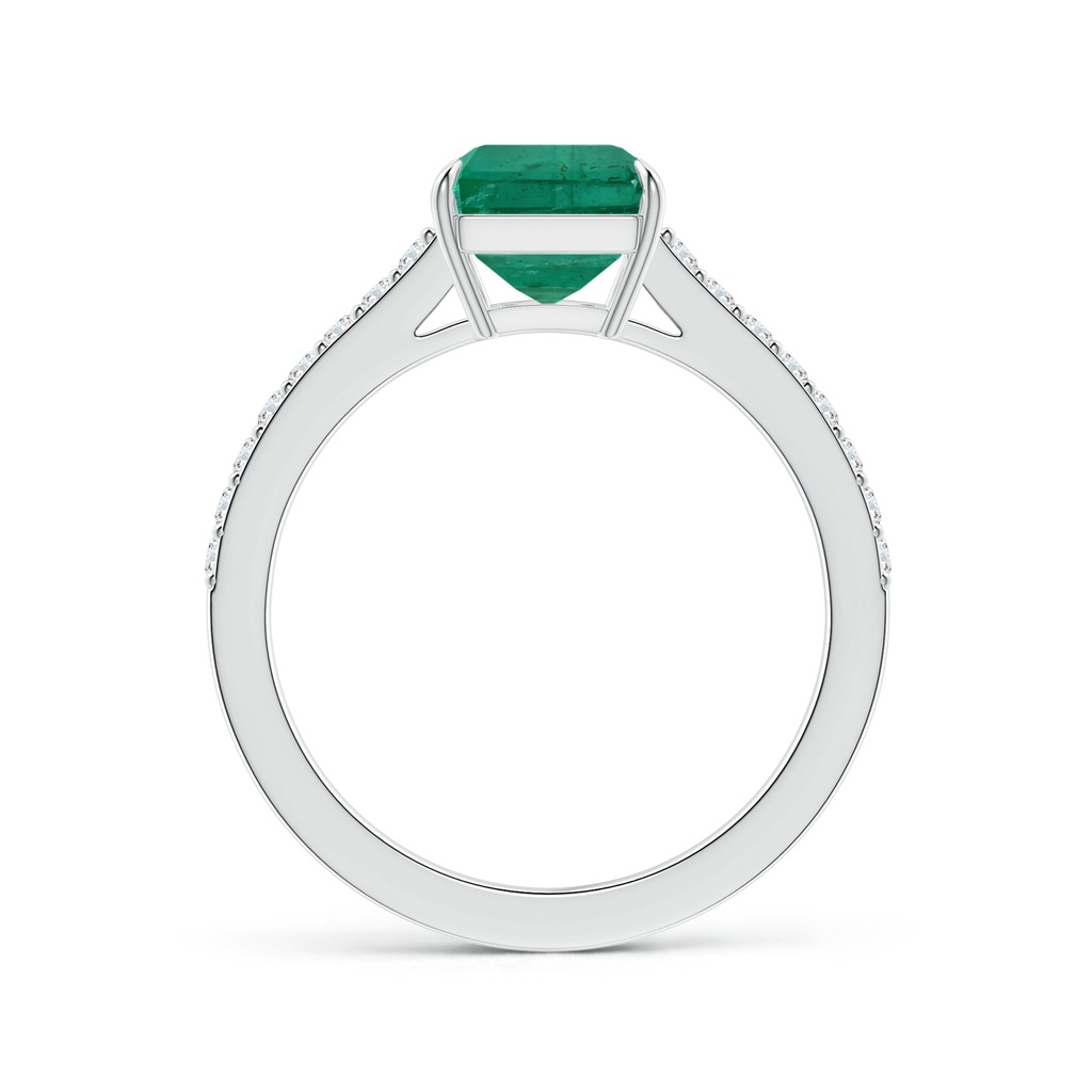 9.08x7.24x5.27mm AA Claw-Set Emerald-Cut Emerald Ring with Diamonds in 18K White Gold - side 199