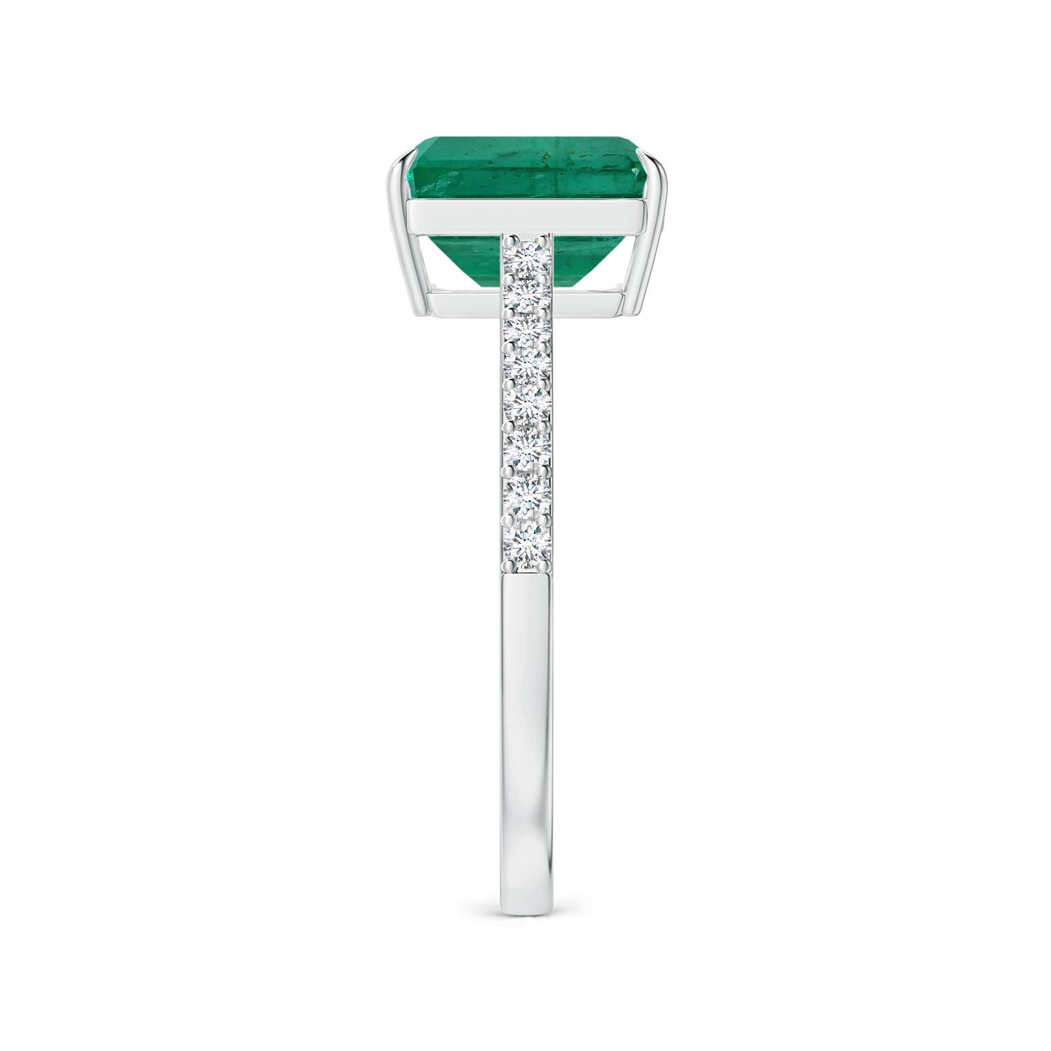 9.08x7.24x5.27mm AA Claw-Set Emerald-Cut Emerald Ring with Diamonds in 18CT White Gold - side 5